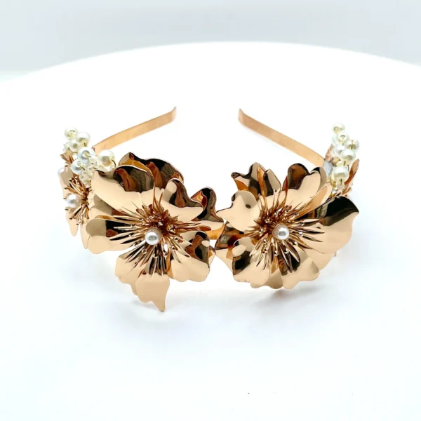Blumen goldene Metall Haarschmuck