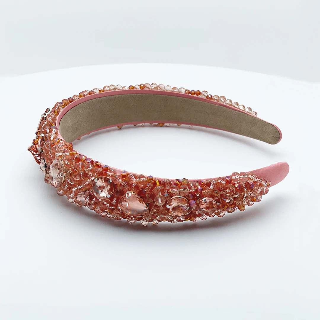 SARINA Haarreif in Lachsfarbe mit Kristallen – Bild 2