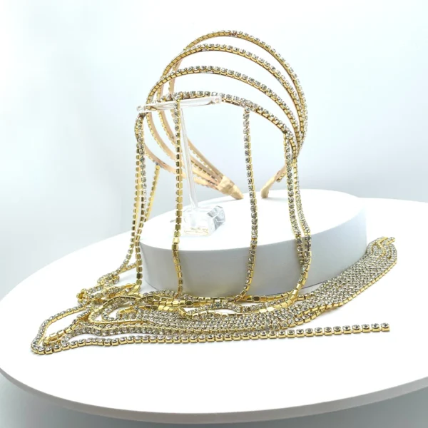 Vierreihige Strasskette Haarreif