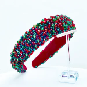 ROT GRÜNE GLASPERLEN HAARREIFEN