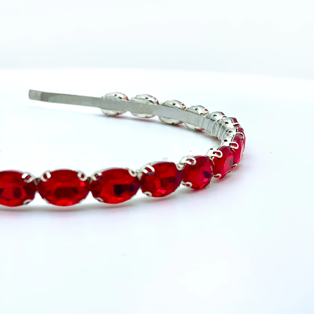 DENIS - Metall-Haarreif mit roten Strasssteinen – Bild 2