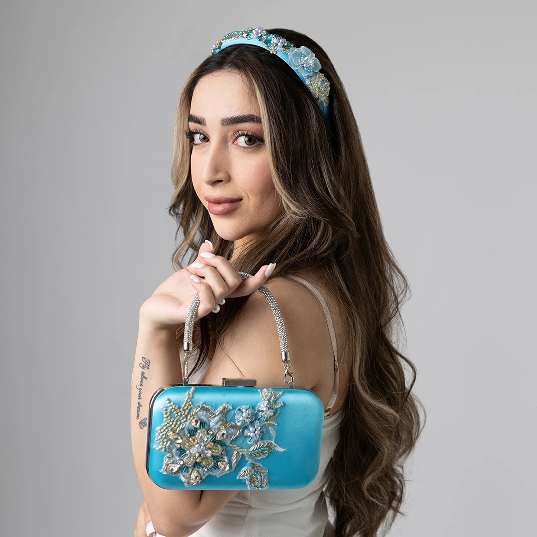 Blue Garden - Geschenkset aus Clutch & Haarreif – Bild 4